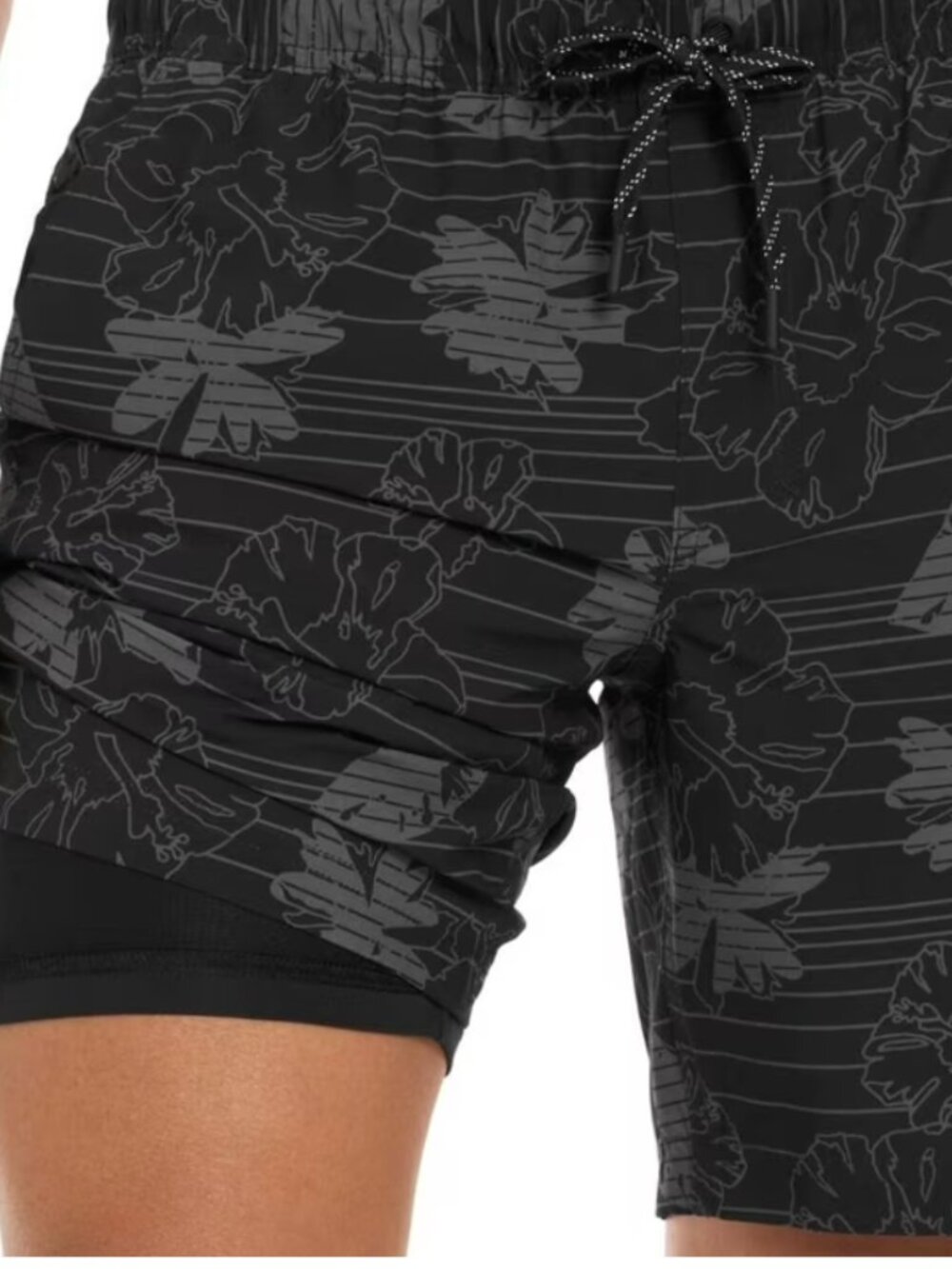 Hurley Volley Swim Shorts Men’s Large Black Hibiscus Floral Surf Beach Trunk